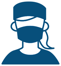Woman in surgical mask icon