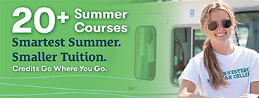 20 summer courses graphic showing NMC student in front of the research vessel Northwestern