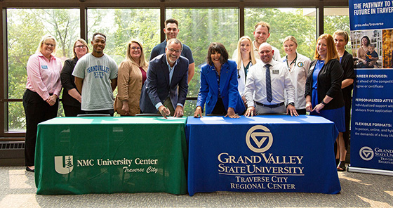 NMC and GVSU officials sign direct connect agreement