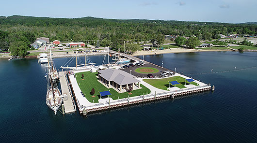 Aerial rendering of the new Freshwater Research and Innovation Center