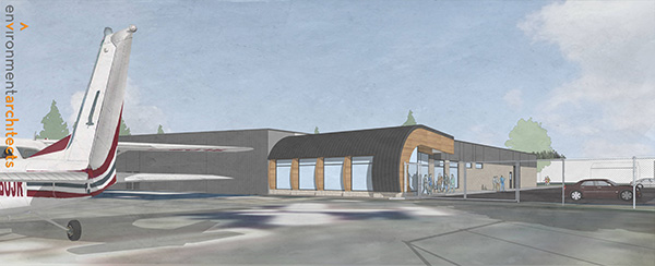 Rendering of aviation program hangar expansion